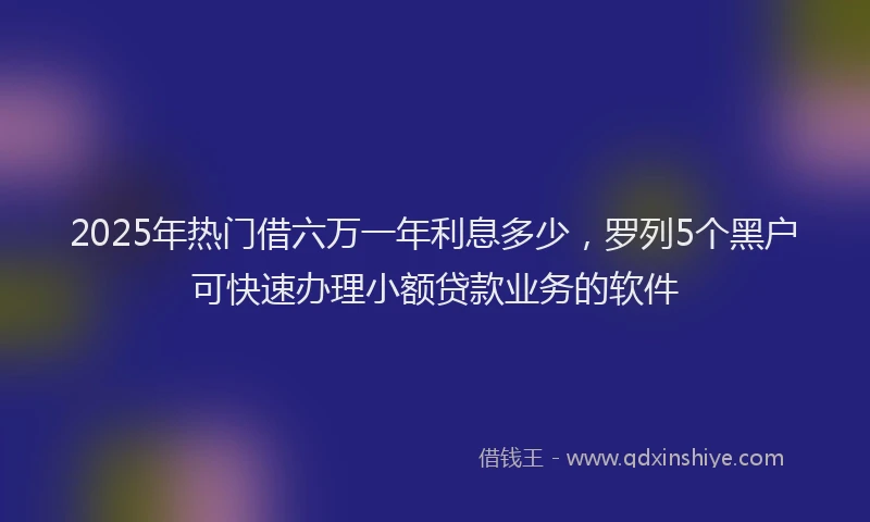 2025年热门借六万一年利息多少，罗列5个黑户可快速办理小额贷款业务的软件