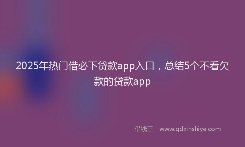 2025年热门借必下贷款app入口，总结5个不看欠款的贷款app