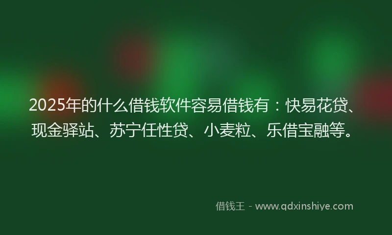 2025年的什么借钱软件容易借钱有：快易花贷、现金驿站、苏宁任性贷、小麦粒、乐借宝融等。