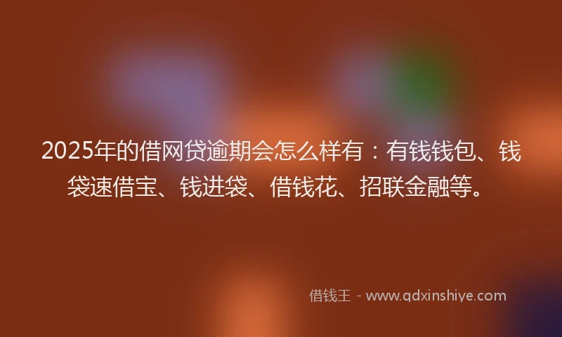 2025年的借网贷逾期会怎么样有：有钱钱包、钱袋速借宝、钱进袋、借钱花、招联金融等。