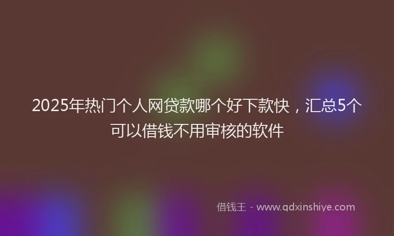 2025年热门个人网贷款哪个好下款快，汇总5个可以借钱不用审核的软件