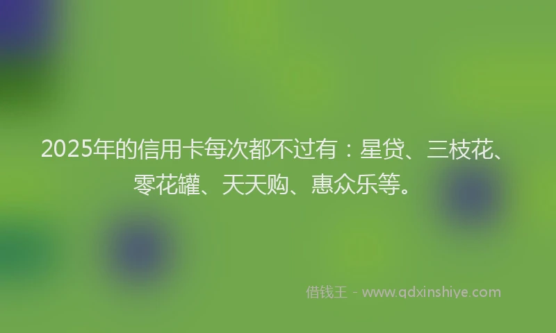 2025年的信用卡每次都不过有：星贷、三枝花、零花罐、天天购、惠众乐等。