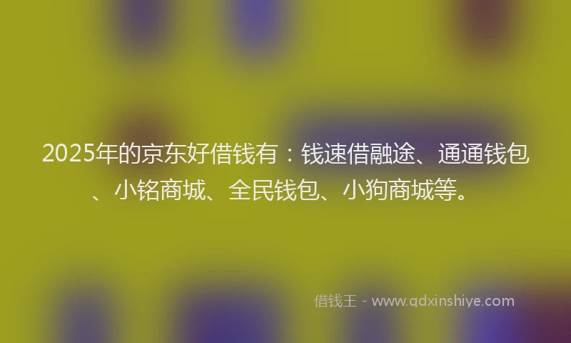 2025年的京东好借钱有：钱速借融途、通通钱包、小铭商城、全民钱包、小狗商城等。