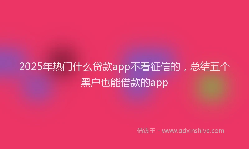 2025年热门什么贷款app不看征信的，总结五个黑户也能借款的app