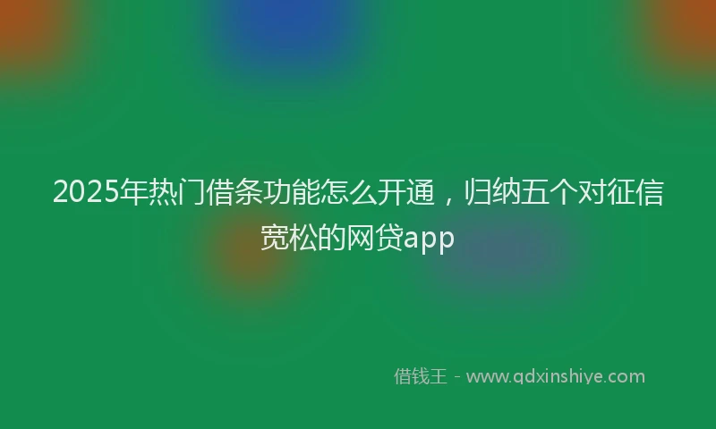 2025年热门借条功能怎么开通，归纳五个对征信宽松的网贷app