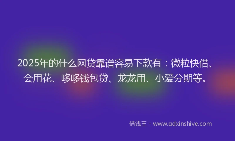 2025年的什么网贷靠谱容易下款有：微粒快借、会用花、哆哆钱包贷、龙龙用、小爱分期等。