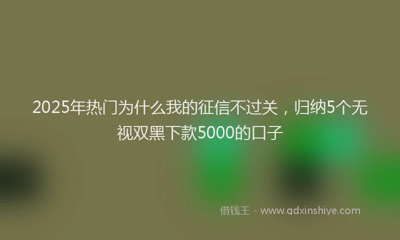 2025年热门为什么我的征信不过关，归纳5个无视双黑下款5000的口子