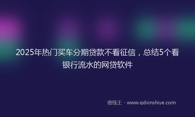 2025年热门买车分期贷款不看征信，总结5个看银行流水的网贷软件