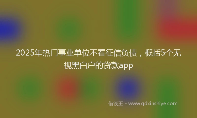 2025年热门事业单位不看征信负债，概括5个无视黑白户的贷款app