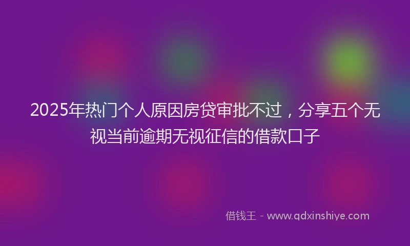 2025年热门个人原因房贷审批不过，分享五个无视当前逾期无视征信的借款口子