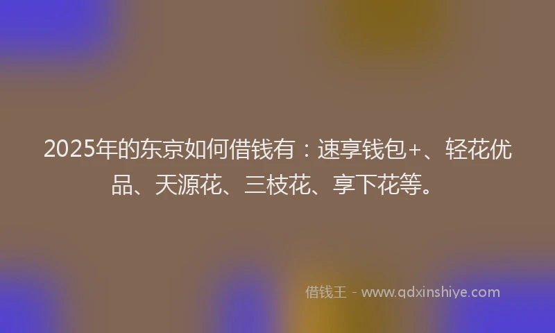 2025年的东京如何借钱有：速享钱包+、轻花优品、天源花、三枝花、享下花等。
