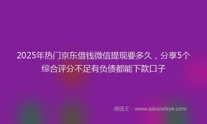 2025年热门京东借钱微信提现要多久，分享5个综合评分不足有负债都能下款口子