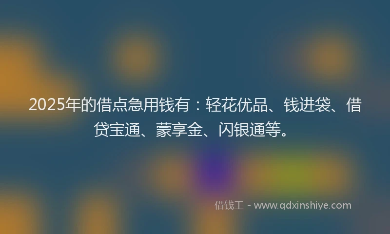 2025年的借点急用钱有：轻花优品、钱进袋、借贷宝通、蒙享金、闪银通等。
