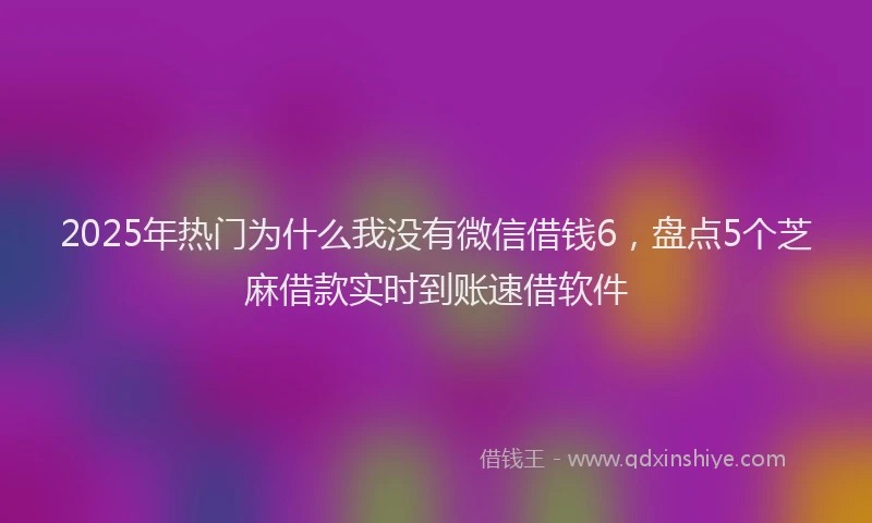 2025年热门为什么我没有微信借钱6，盘点5个芝麻借款实时到账速借软件
