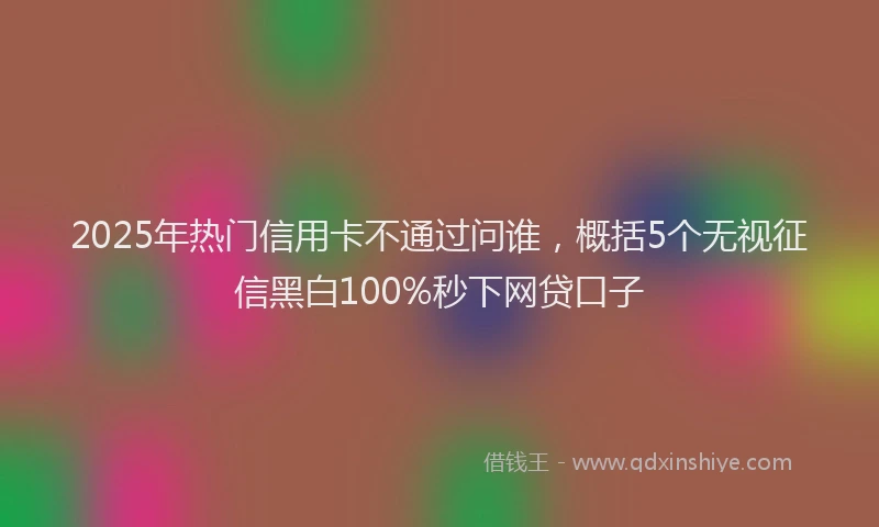 2025年热门信用卡不通过问谁，概括5个无视征信黑白100%秒下网贷口子