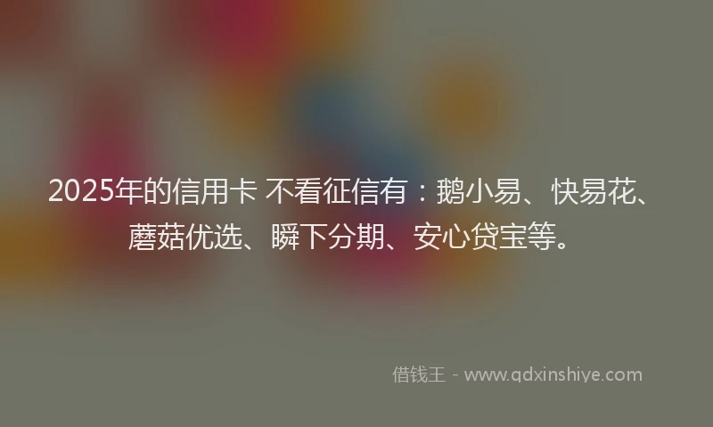 2025年的信用卡 不看征信有：鹅小易、快易花、蘑菇优选、瞬下分期、安心贷宝等。