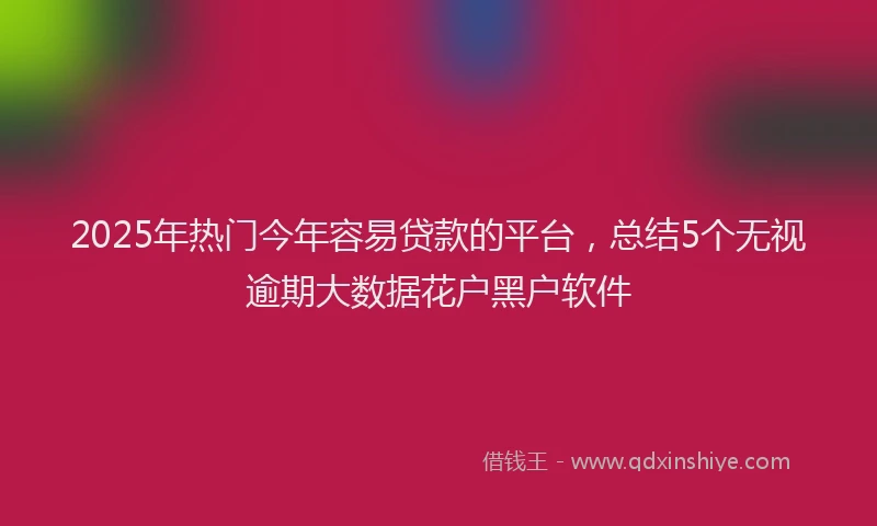 2025年热门今年容易贷款的平台，总结5个无视逾期大数据花户黑户软件