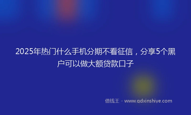 2025年热门什么手机分期不看征信，分享5个黑户可以做大额贷款口子