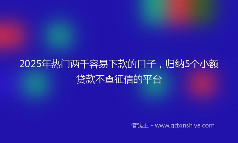 2025年热门两千容易下款的口子，归纳5个小额贷款不查征信的平台