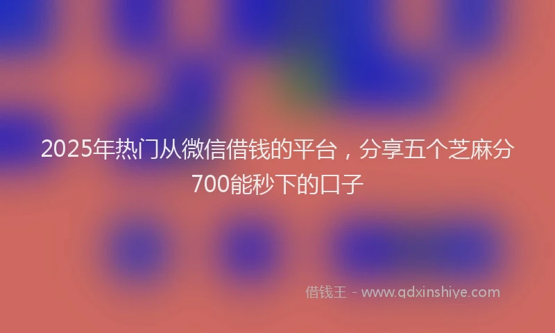 2025年热门从微信借钱的平台，分享五个芝麻分700能秒下的口子