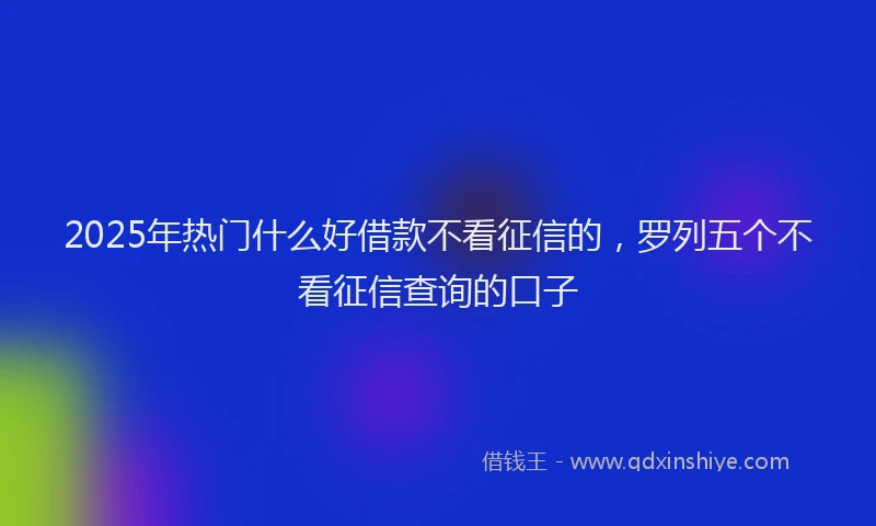 2025年热门什么好借款不看征信的，罗列五个不看征信查询的口子