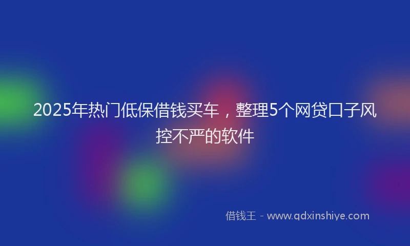 2025年热门低保借钱买车，整理5个网贷口子风控不严的软件