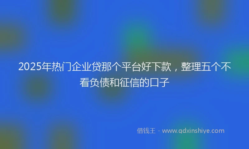 2025年热门企业贷那个平台好下款，整理五个不看负债和征信的口子