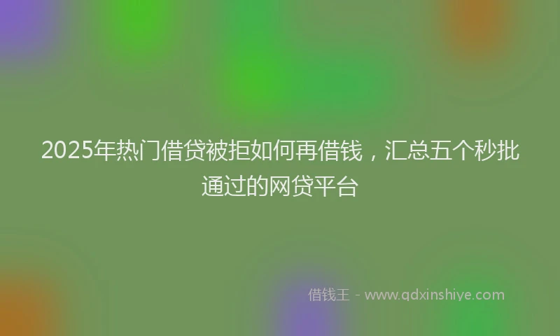 2025年热门借贷被拒如何再借钱，汇总五个秒批通过的网贷平台