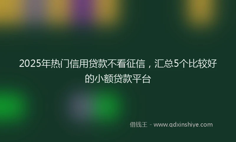 2025年热门信用贷款不看征信，汇总5个比较好的小额贷款平台