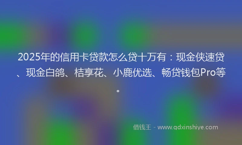 2025年的信用卡贷款怎么贷十万有：现金侠速贷、现金白鸽、桔享花、小鹿优选、畅贷钱包Pro等。