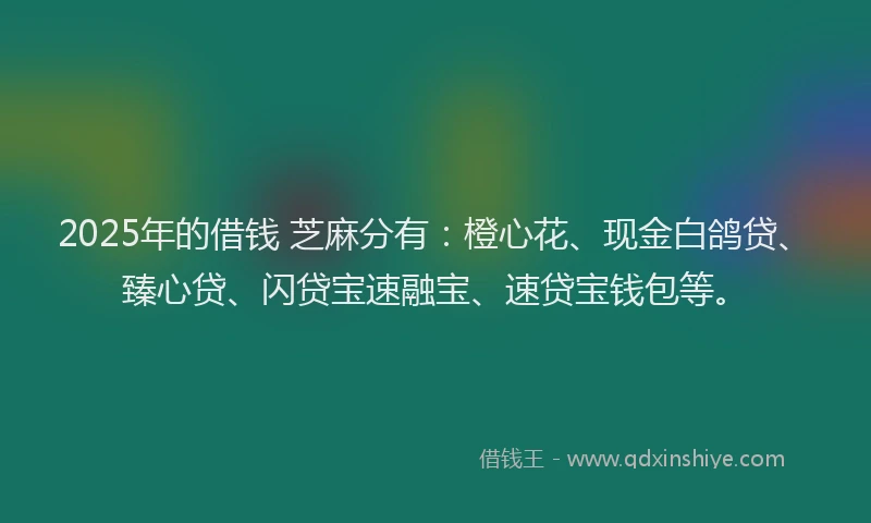 2025年的借钱 芝麻分有：橙心花、现金白鸽贷、臻心贷、闪贷宝速融宝、速贷宝钱包等。