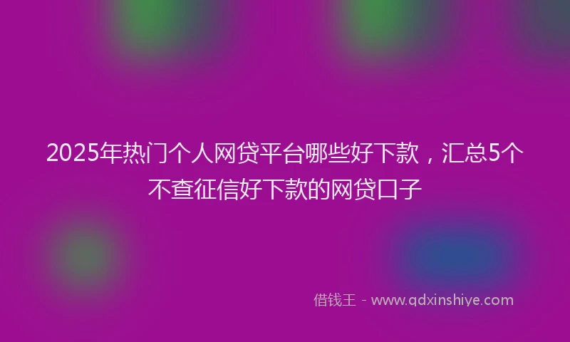 2025年热门个人网贷平台哪些好下款，汇总5个不查征信好下款的网贷口子
