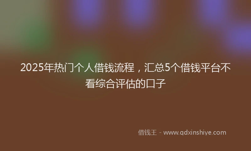 2025年热门个人借钱流程，汇总5个借钱平台不看综合评估的口子