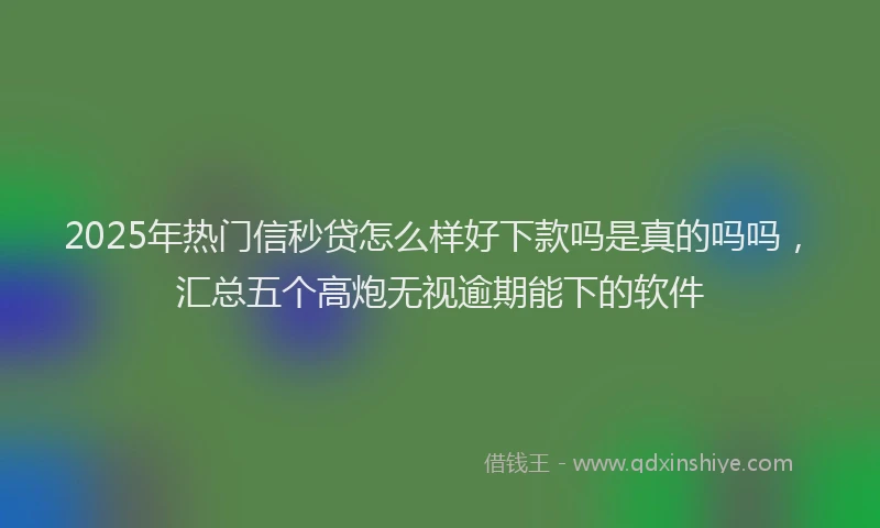 2025年热门信秒贷怎么样好下款吗是真的吗吗，汇总五个高炮无视逾期能下的软件