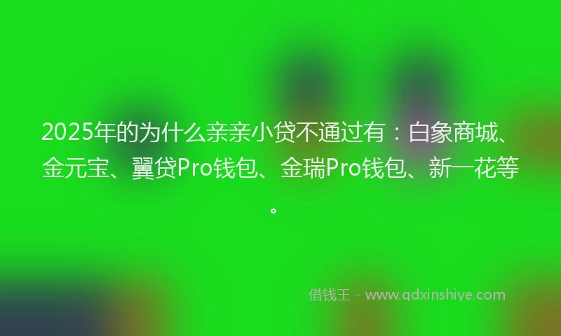 2025年的为什么亲亲小贷不通过有：白象商城、金元宝、翼贷Pro钱包、金瑞Pro钱包、新一花等。