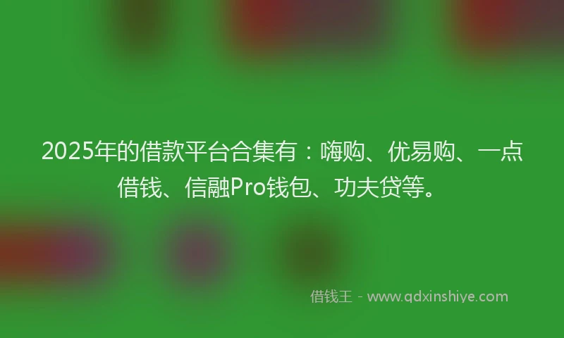 2025年的借款平台合集有：嗨购、优易购、一点借钱、信融Pro钱包、功夫贷等。
