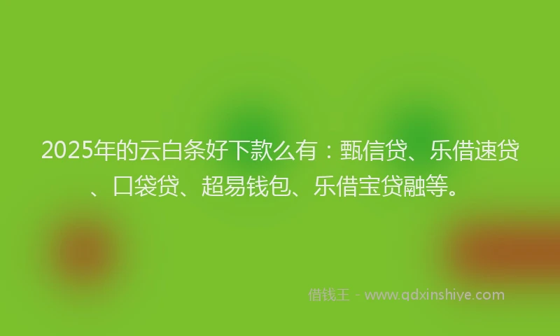 2025年的云白条好下款么有：甄信贷、乐借速贷、口袋贷、超易钱包、乐借宝贷融等。