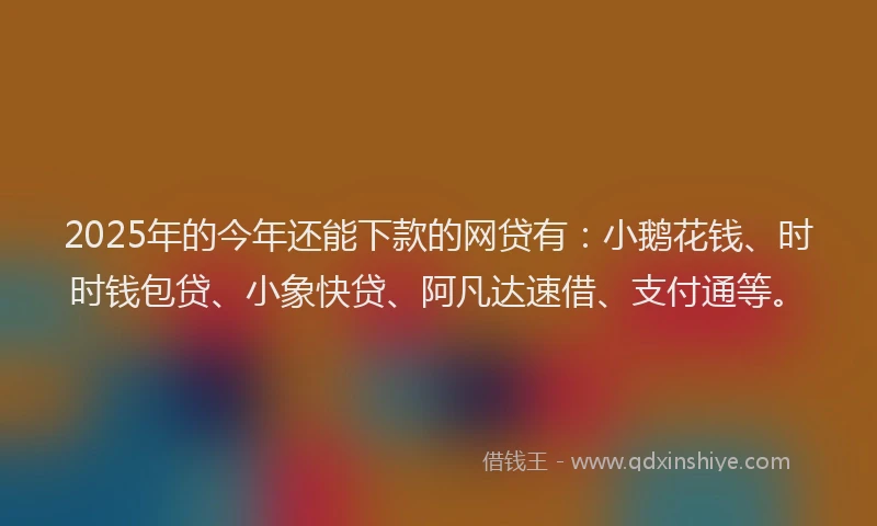 2025年的今年还能下款的网贷有：小鹅花钱、时时钱包贷、小象快贷、阿凡达速借、支付通等。
