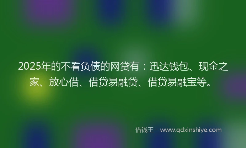 2025年的不看负债的网贷有：迅达钱包、现金之家、放心借、借贷易融贷、借贷易融宝等。