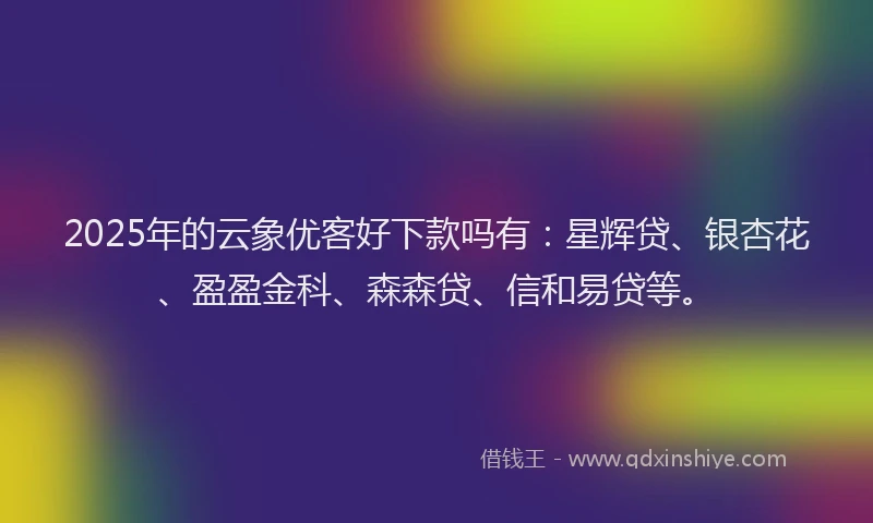 2025年的云象优客好下款吗有：星辉贷、银杏花、盈盈金科、森森贷、信和易贷等。