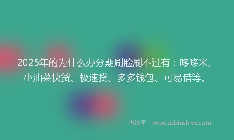 2025年的为什么办分期刷脸刷不过有：哆哆米、小油菜快贷、极速贷、多多钱包、可易借等。