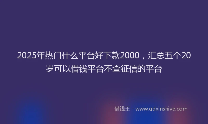 2025年热门什么平台好下款2000，汇总五个20岁可以借钱平台不查征信的平台