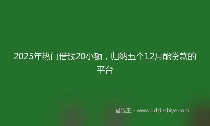 2025年热门借钱20小额，归纳五个12月能贷款的平台