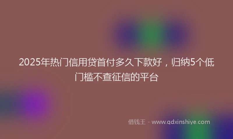 2025年热门信用贷首付多久下款好，归纳5个低门槛不查征信的平台
