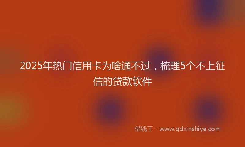 2025年热门信用卡为啥通不过，梳理5个不上征信的贷款软件