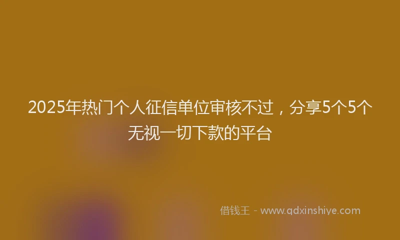 2025年热门个人征信单位审核不过，分享5个5个无视一切下款的平台