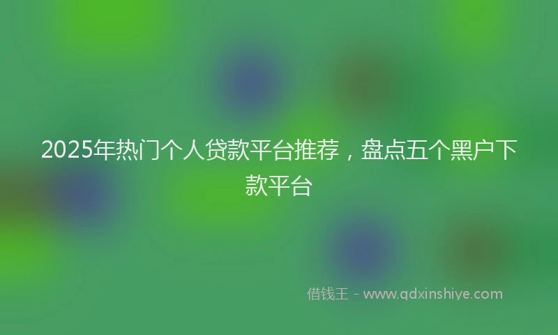 2025年热门个人贷款平台推荐，盘点五个黑户下款平台