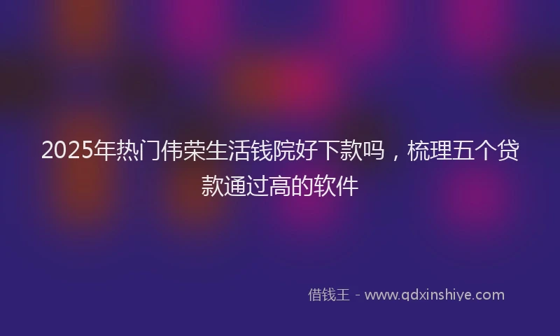 2025年热门伟荣生活钱院好下款吗，梳理五个贷款通过高的软件