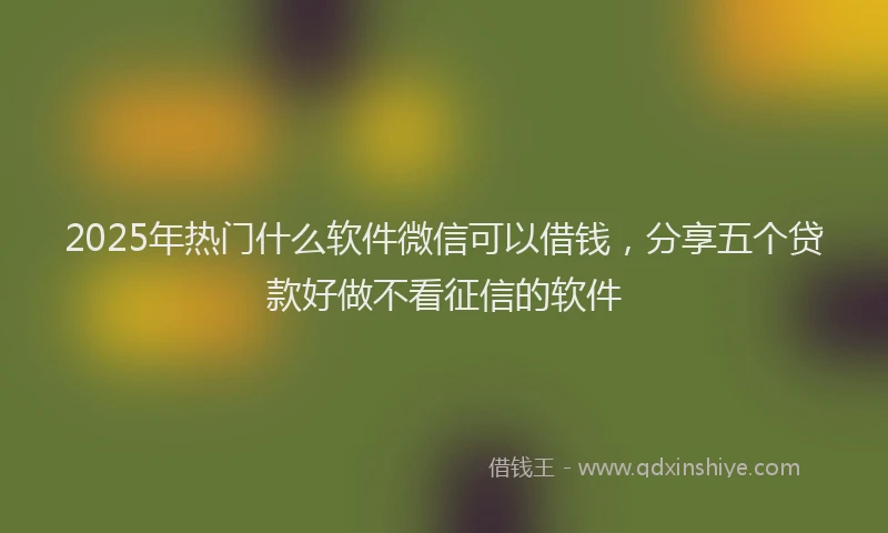 2025年热门什么软件微信可以借钱，分享五个贷款好做不看征信的软件