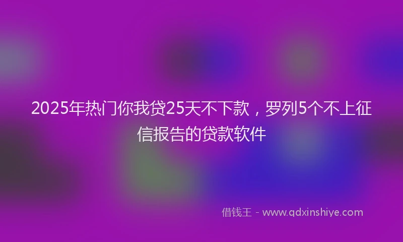 2025年热门你我贷25天不下款，罗列5个不上征信报告的贷款软件